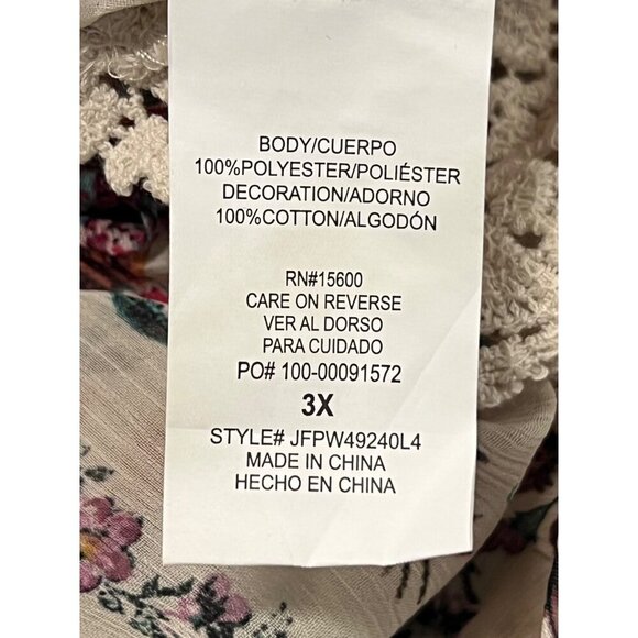 Mason & Belle Women Plus Size 3X Floral Open Front Kimono Cardigan Lace Trim New - Picture 10 of 10